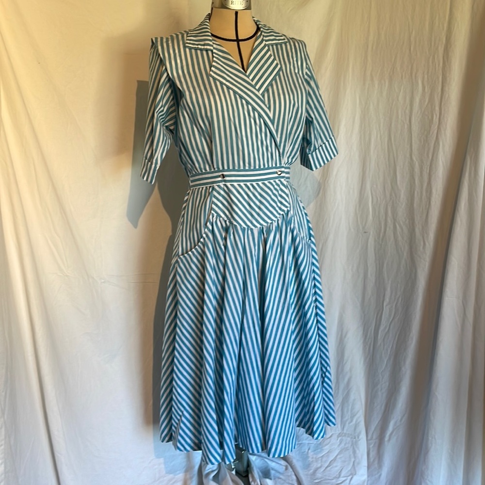 50's Style Stripes Shirt Dress